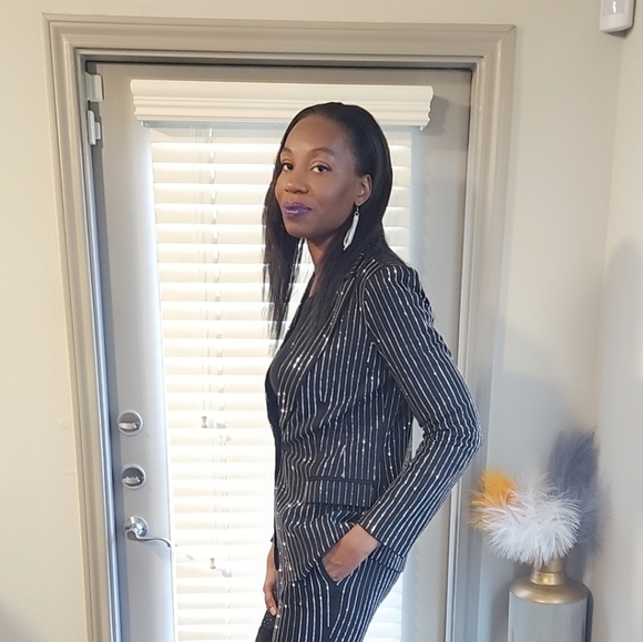 Rhinestone Pinstripe Blazer - Picture 6 of 7